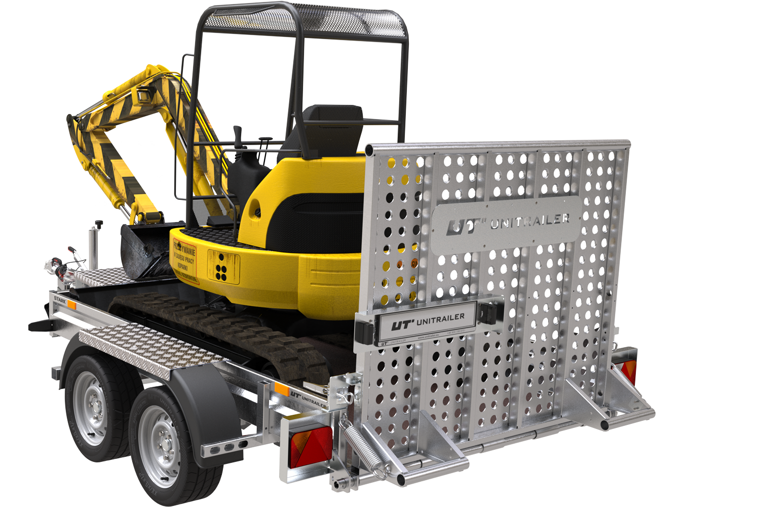 Remolque de construcción para el transporte de una miniexcavadora - UNITRAILER STARK 3 260