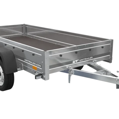 unitrailer 264/2 kipp con rueda jockey, varillas de soporte y lona plana azul