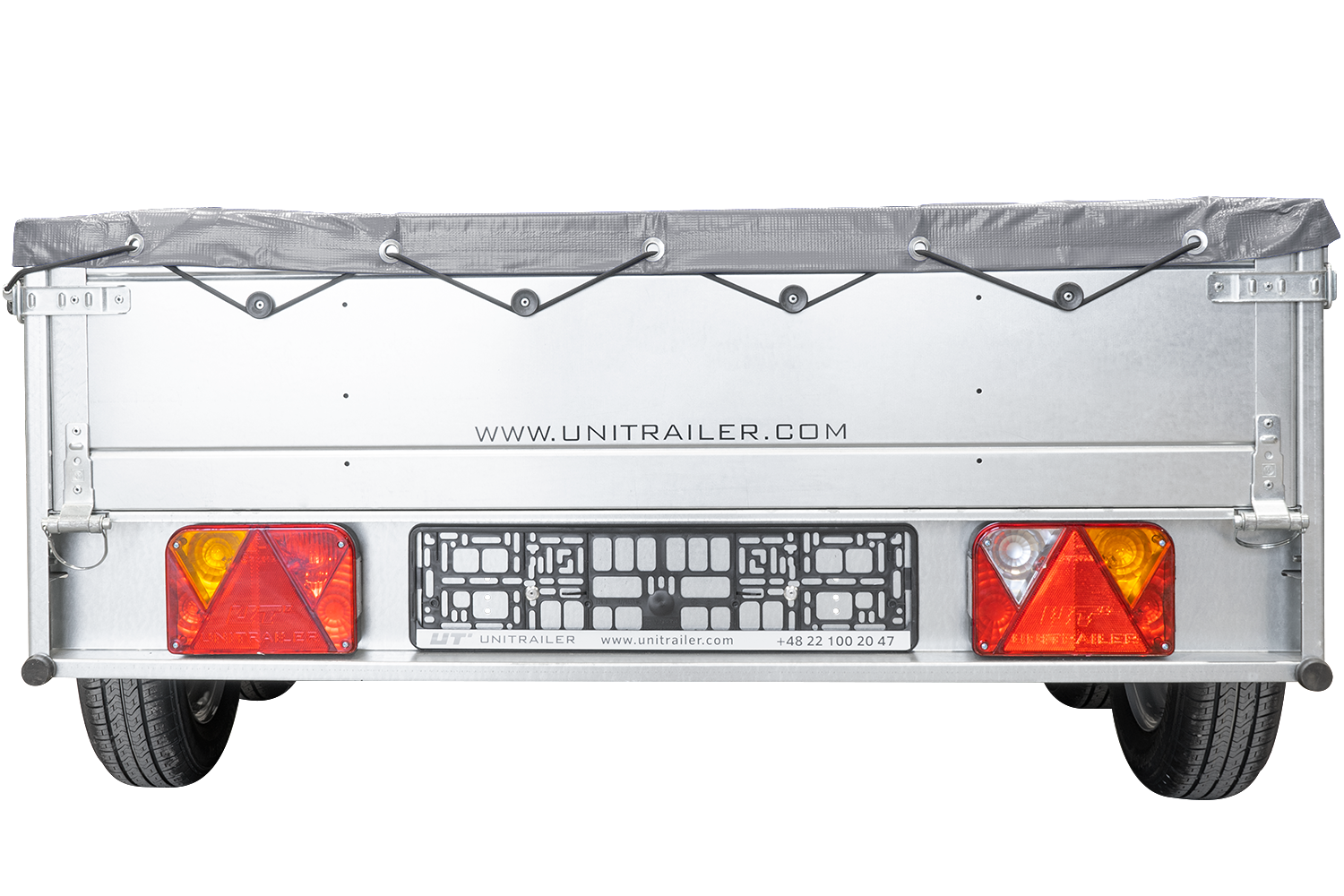 remolque unitrailer 264/2 kipp con rueda giratoria, varilla de soporte de lona y lona plana gris - Imagen 4
